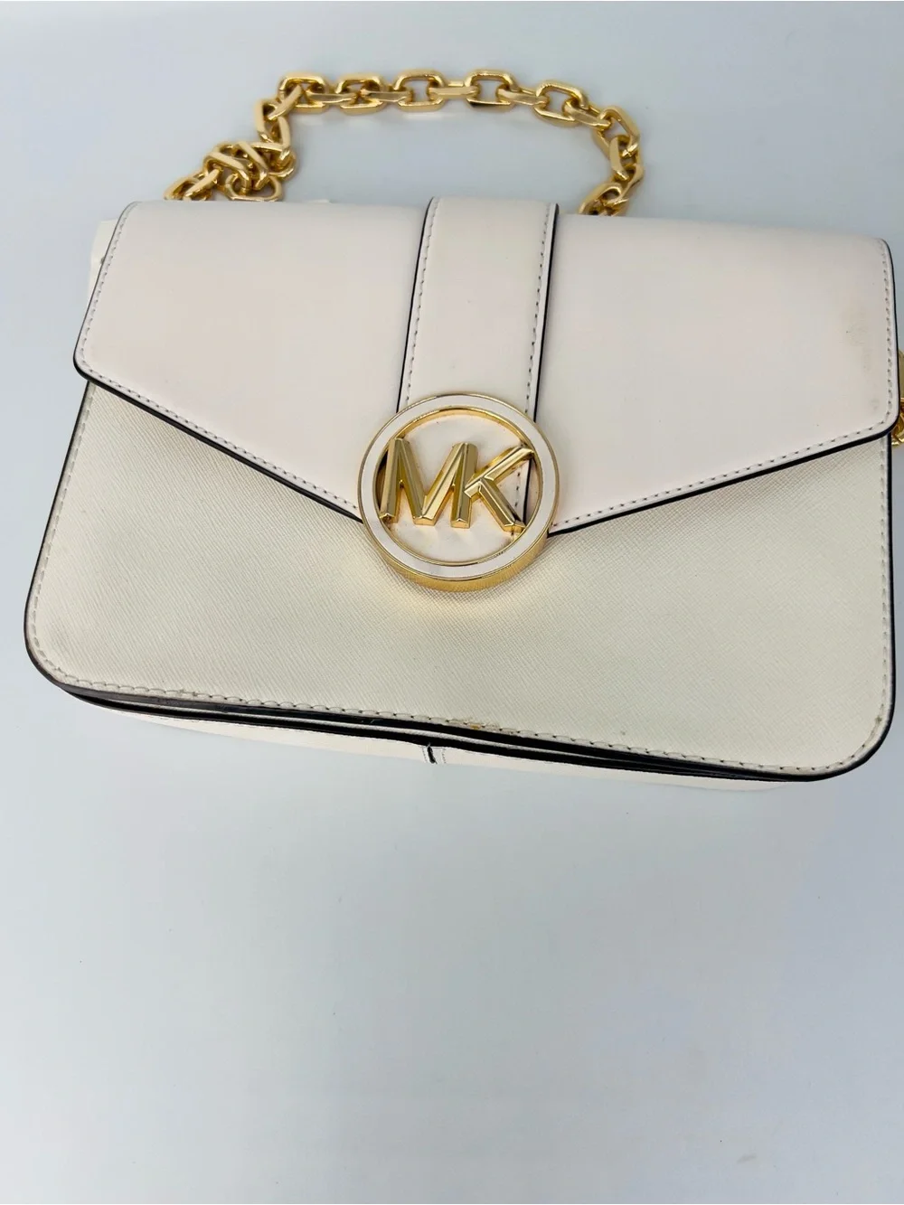 Michael Kors optic White MK Logo Chain Crossbody Bag